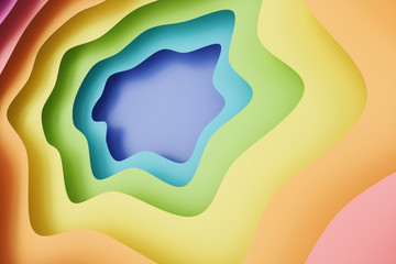 Abstract paper cut background, rainbow colors, pastel colors. 3D pastel colors relief effect for your design layout, presentation, flyer, banner, poster, brochure. Layered topography, 3D rendering