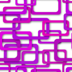Abstract seamless pattern of randomly arranged purple rectangle frames with soft shadows on white background