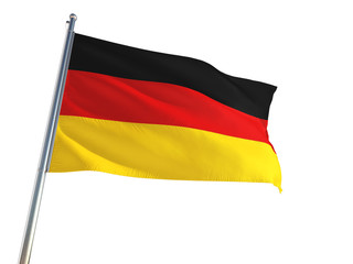 Germany National Flag waving in the wind, isolated white background. High Definition