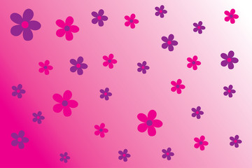 Fototapeta na wymiar Purple flowers on a pink gradient background