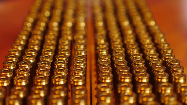 Rows of ammunition manufacturing and packaging