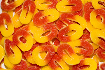 Candies made of jelly and sugar. Layout of colourful array 