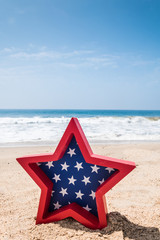 Patriotic USA background on the sandy beach