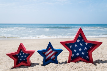 Patriotic USA background on the sandy beach