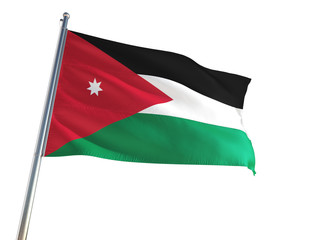 Jordan National Flag waving in the wind, isolated white background. High Definition