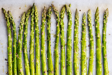 Asparagus Spears on Oven Tray ready for Roasting