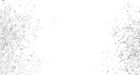 Multicolored monochrome confetti on isolated white background. Geometric holiday texture with glitters. Image for banners. Black and white illustration