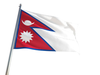 Nepal National Flag waving in the wind, isolated white background. High Definition