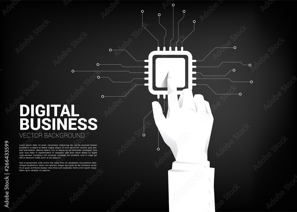 Aufkleber close up businessman hand touch cpu processor. concept for technology and digital business