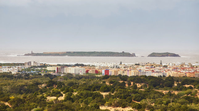 View of Mogador Island from a Beach in Essaouira Morocco