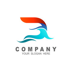 Wave letter d logo, sea icon, surf icon  and water design template