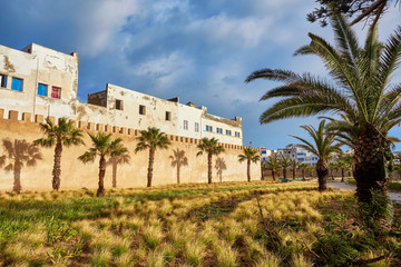 Medina entrance tower and old city walls in Essaouira