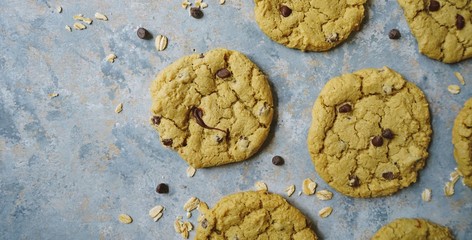 Homemade Gluten free Oatmeal chocolate chip cookies,selective focus