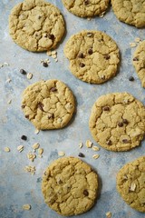 Homemade Gluten free Oatmeal chocolate chip cookies,selective focus