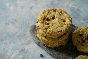 Homemade Gluten free Oatmeal chocolate chip cookies,selective focus