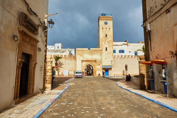 Medina entrance tower and old city walls in Essaouira
