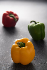 Sweet pepper, red pepper, green and yellow, fresh vegetables