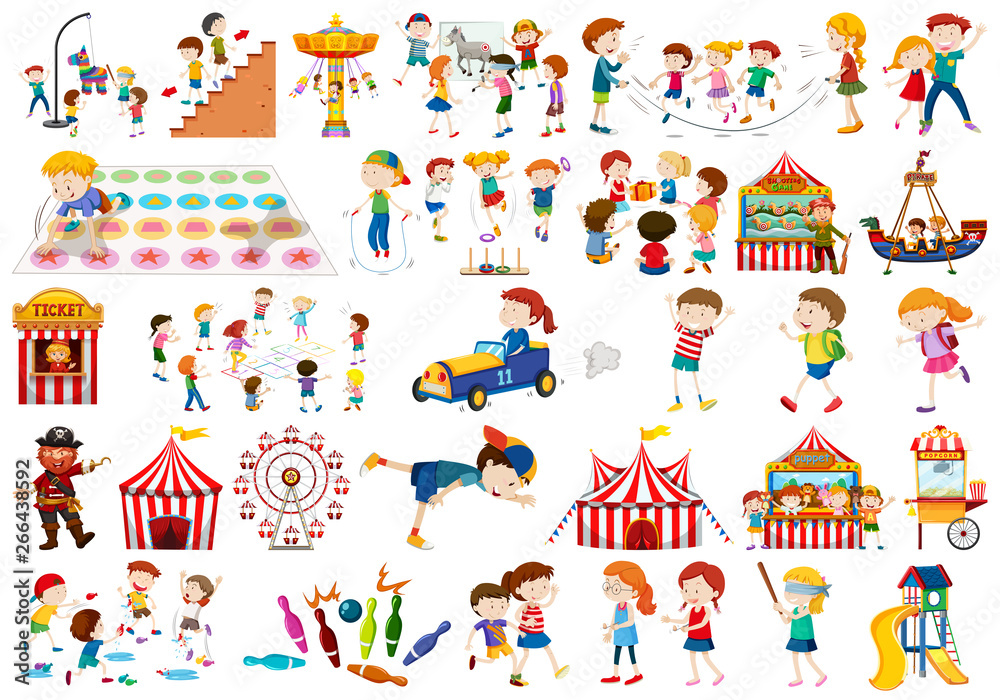 Canvas Prints Set of kids playing