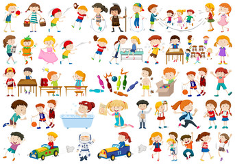 Fototapeta na wymiar Set of children character