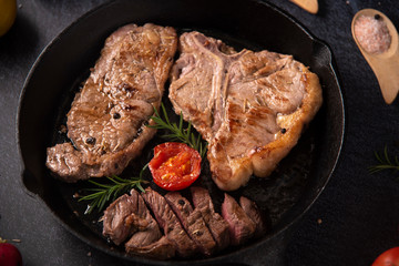 Colorful beef steak and vegetable steaks