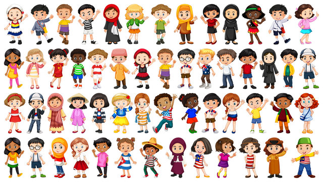 Set of multicultural people character