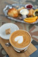 coffee latte art with dessert