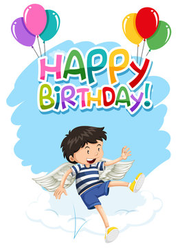 boy with wings happy birthday card