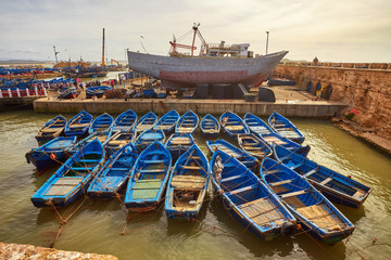 Fototapeta na wymiar Sqala du Port, a defensive tower at the fishing port of Essaouira,
