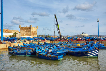 Fototapeta na wymiar Sqala du Port, a defensive tower at the fishing port of Essaouira,