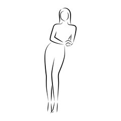 Fototapeta premium isolated outline of a beauty woman - Vector