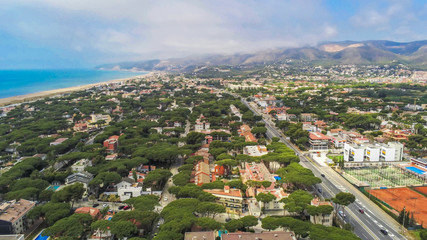 Aerial view in residential area of Barcelona. Castelldefels. Spain.