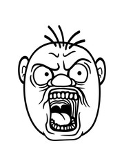 schreien mann böse brüllen wütend sauer verärgert laut aufgeregt comic cartoon lustig clipart kopf gesicht design