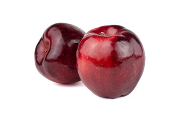 Fresh red apple isolated on white background.
