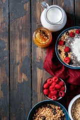 Granola breakfast in ceramic bowl