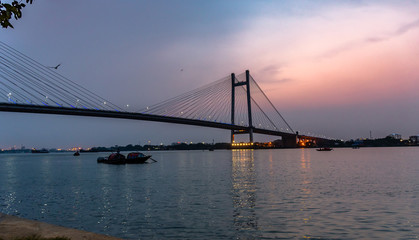 Fototapeta na wymiar Vidyasagar Setu, also known as the Second Hooghly Bridge, is a toll bridge over the Hooghly River in West Bengal, India,