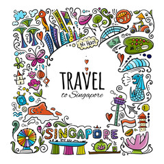 Travel to Singapore. Greeting card for your design