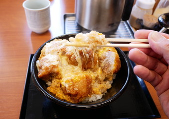 とろ～りチーズの唐揚げ丼