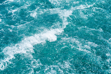 Blue ocean wave high angle