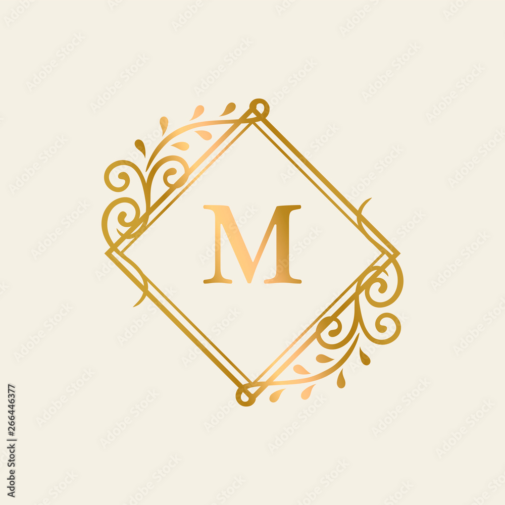 Canvas Prints initialed gold frame background