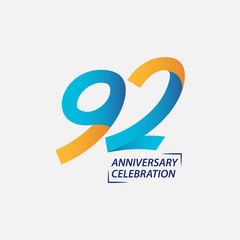 92 Year Anniversary Celebration Vector Template Design Illustration