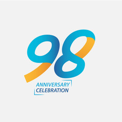 98 Year Anniversary Celebration Vector Template Design Illustration