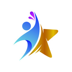 People With Star Shape, School Logo Vector