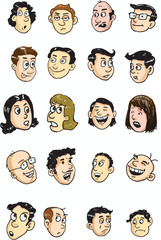 Cartoon  with different faces expressions