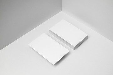 perspective view of business card on white space