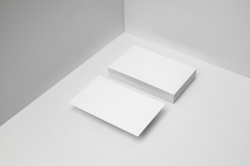 perspective view of business card on white space
