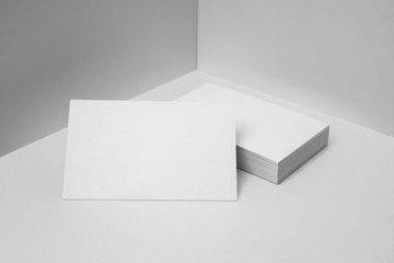 perspective view of business card on white space