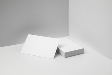 perspective view of business card on white space
