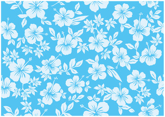 Seamless hibiscus illustration pattern,light blue,  background image of southern country and hawaii and tropical image | apparel, textile - 266449761