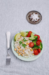 White fried rice with vegetables