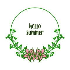 Fototapeta na wymiar Vector illustration various ornate of leaf floral frame for hello summer text